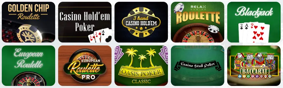 Juegos de mesa en NANO CASINO (Chile)